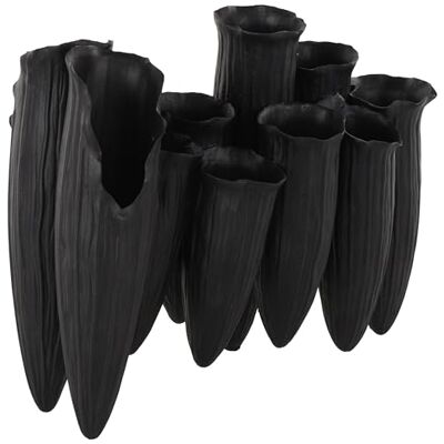 Deco 79 Ceramic Abstract Decorative Vase Floral Inspired 10 Openings Centerpiece Vase with Linear Grooves, Flower Vase for Home Decoration 13" x 5" x 11", Black Deco 79 Ceramic Abstract Decorative Vase Floral Inspired 10 Openings Centerpiece Vase with Linear Grooves, Flower Vase for Home Decoration 13" x 5" x 11", Black