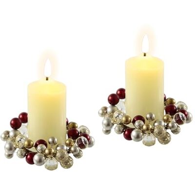 Flair Flower LED-ljus av äkta vax med krans, set om 2, elektriskt ljus, varmt vitt, stämningsljus, lampor, dekoration, stumpljus, stora adventsljus, adventskrans, krans, romantisk alla hjärtans dag, röd/guld, set Flair Flower LED-ljus av äkta vax med krans, set om 2, elektriskt ljus, varmt vitt, stämningsljus, lampor, dekoration, stumpljus, stora adventsljus, adventskrans, krans, romantisk alla hjärtans dag, röd/guld, set