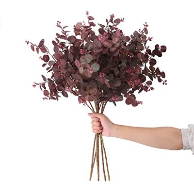 SHUOTAO 3 st konstgjorda växter silke eukalyptusblad höga 73,7 cm eukalyptusstjälkar grenar blomsterarrangemang dekoration, konstgjord växt bondgård inomhus hem bröllop dekor vinröd SHUOTAO 3 st konstgjorda växter silke eukalyptusblad höga 73,7 cm eukalyptusstjälkar grenar blomsterarrangemang dekoration, konstgjord växt bondgård inomhus hem bröllop dekor vinröd