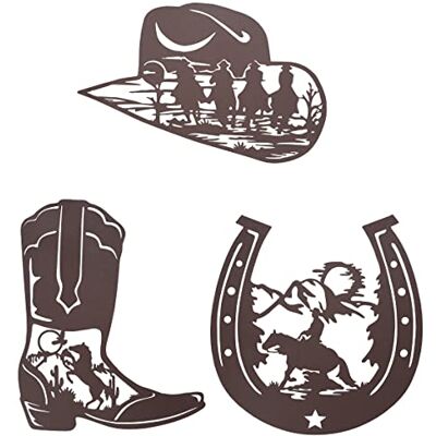 VinSees Metall hästsko cowboy stövlar cowboy hatt väggkonst dekor, rustik västerländsk väggdekor, västerländsk tema cowboys rider hästar dekorationer för hem sovrum badrum, set med 3 VinSees Metall hästsko cowboy stövlar cowboy hatt väggkonst dekor, rustik västerländsk väggdekor, västerländsk tema cowboys rider hästar dekorationer för hem sovrum badrum, set med 3