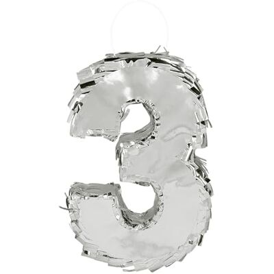 Boland Siffror Pinata, 25 x 16 x 5 cm, glänsande nummer för födelsedag och årsdag, siffra, silver, dekoration, festspel Boland Siffror Pinata, 25 x 16 x 5 cm, glänsande nummer för födelsedag och årsdag, siffra, silver, dekoration, festspel