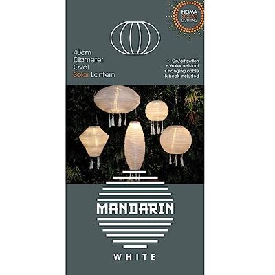 Noma Mandarin 40 cm vit oval trädgårdslykta med tofsar Noma Mandarin 40 cm vit oval trädgårdslykta med tofsar