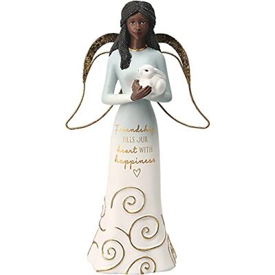 Pavilion Gift company Paviljong presentföretag vänskap fyller vårt hjärta med lycka – 19 cm afroamerikansk kanin samlarobjekt harts ängel figur, vit Pavilion Gift company Paviljong presentföretag vänskap fyller vårt hjärta med lycka – 19 cm afroamerikansk kanin samlarobjekt harts ängel figur, vit