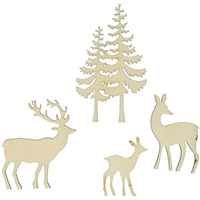 Rayher Trämotiv hjort/rådjur/träd, trä FSC-certifierad, 4 delar, 4 – 8 cm, tjocklek 5 mm, spridda dekoration, trädekoration jul, 46584505, natur Rayher Trämotiv hjort/rådjur/träd, trä FSC-certifierad, 4 delar, 4 – 8 cm, tjocklek 5 mm, spridda dekoration, trädekoration jul, 46584505, natur