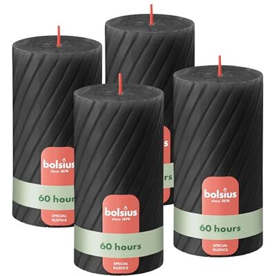 bolsius Rustic Pillar Candles, räfflade, antracit, set om 4–13 cm, dekorativa ljus för hemmet – tillverkade av naturligt växtvax – utan palmolja bolsius Rustic Pillar Candles, räfflade, antracit, set om 4–13 cm, dekorativa ljus för hemmet – tillverkade av naturligt växtvax – utan palmolja