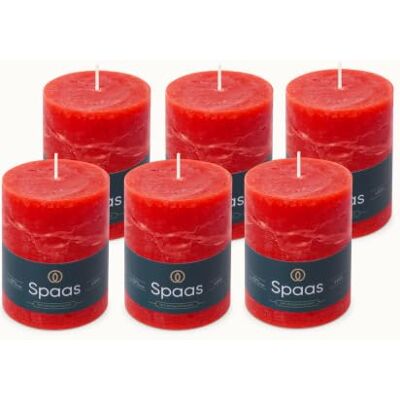 Spaas 6 Luktfria Rustika Blockljus, 80/110mm, ± 65 Trimmar, Röd Spaas 6 Luktfria Rustika Blockljus, 80/110mm, ± 65 Trimmar, Röd