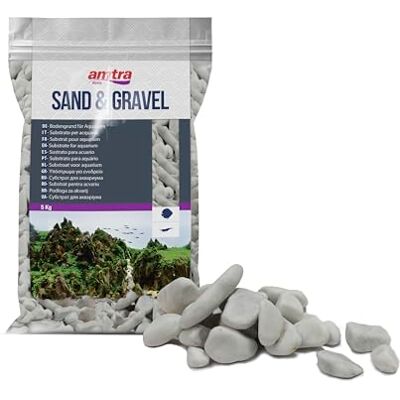 Amtra Pebble akvariedekoration, vit, 2–4 cm, 5 kg Amtra Pebble akvariedekoration, vit, 2–4 cm, 5 kg