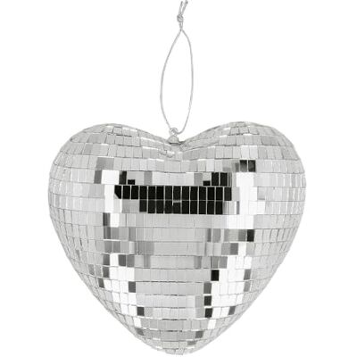 Boland – glänsande hjärta discokula, 19 cm, dekoration för disco Fever temafest, hängande dekoration för bröllop eller nyårsafton Boland – glänsande hjärta discokula, 19 cm, dekoration för disco Fever temafest, hängande dekoration för bröllop eller nyårsafton