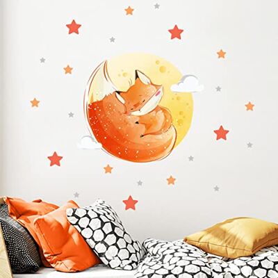 Ambiance Sticker Väggdekoration barn Dream Fox väggklistermärke för barnrum H30 x B 40 cm Ambiance Sticker Väggdekoration barn Dream Fox väggklistermärke för barnrum H30 x B 40 cm