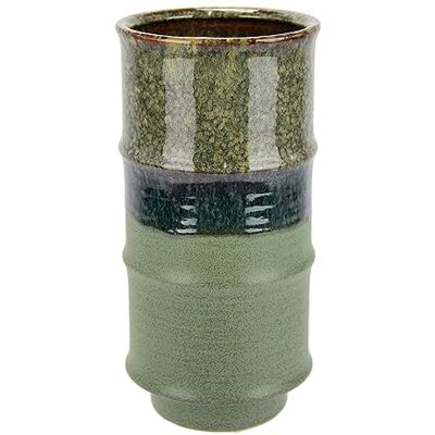 Flair Flower Blomvas av keramik, räfflad cylinderform, grön, grå, brun, matt, glänsande keramikvas, dekoration, dekorativ vas för blommor, pampasgräs, torkade blommor, grenar, konstgjorda blommor, bordsdekoration Flair Flower Blomvas av keramik, räfflad cylinderform, grön, grå, brun, matt, glänsande keramikvas, dekoration, dekorativ vas för blommor, pampasgräs, torkade blommor, grenar, konstgjorda blommor, bordsdekoration