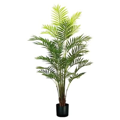 Wintem Konstgjord Areca Palmväxt med 33 blad, 160 cm, kruka med naturlig mossa, dekorativ växt för inomhusbruk Wintem Konstgjord Areca Palmväxt med 33 blad, 160 cm, kruka med naturlig mossa, dekorativ växt för inomhusbruk