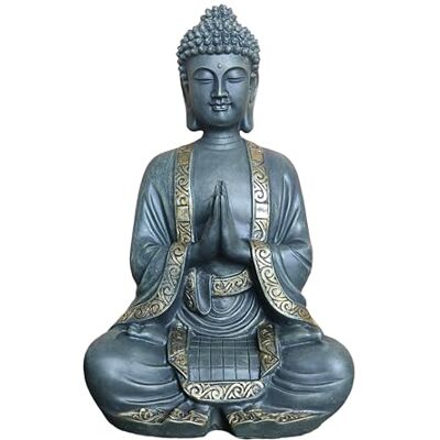 Relaxdays bön Buddha trädgård och vardagsrum dekor, väder och frostsäker, bronsguld, 38 x 23 x 16 cm Relaxdays bön Buddha trädgård och vardagsrum dekor, väder och frostsäker, bronsguld, 38 x 23 x 16 cm