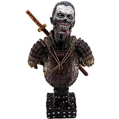 LOOYAR Odöda japanska samuraj zombie byst staty skulptur prydnad statyett hantverk för hem hus vardagsrum veranda dekoration kontor skrivbord bord arrangemang gåva (röd) LOOYAR Odöda japanska samuraj zombie byst staty skulptur prydnad statyett hantverk för hem hus vardagsrum veranda dekoration kontor skrivbord bord arrangemang gåva (röd)