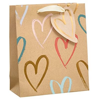 UK Greetings Brittiska hälsningar Medium presentpåse för henne/vän festväskor för presenter födelsedagar/bröllop/jul/nyår Kraft hjärtan design 19 x 23 x 9 cm UK Greetings Brittiska hälsningar Medium presentpåse för henne/vän festväskor för presenter födelsedagar/bröllop/jul/nyår Kraft hjärtan design 19 x 23 x 9 cm