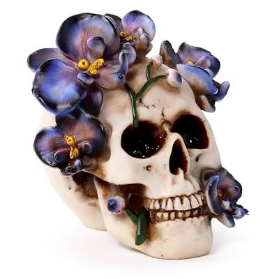 Puckator Lila Vinstockar Blomma Dödskalle Prydnadsharts Skulptur Gotisk Hemtillbehör Staty Halloween Puckator Lila Vinstockar Blomma Dödskalle Prydnadsharts Skulptur Gotisk Hemtillbehör Staty Halloween