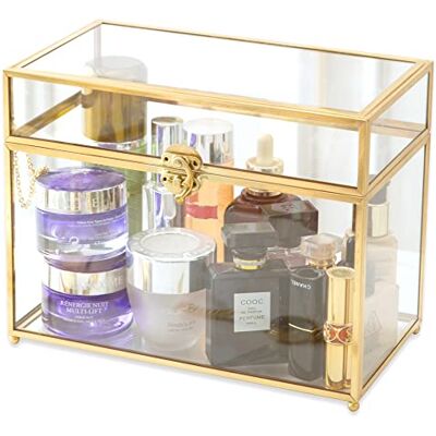 Utopz Stor 25,4 cm geometriskt terrarium guld mässing glaskartong vintage rektangulär form med fot, perfekt för bordsuppsats, dekor, bröllop, mottagningar, planterare, hållare, gåva och display låda, Utopz Stor 25,4 cm geometriskt terrarium guld mässing glaskartong vintage rektangulär form med fot, perfekt för bordsuppsats, dekor, bröllop, mottagningar, planterare, hållare, gåva och display låda,
