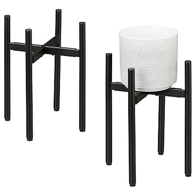 Relaxdays växtställ 2-pack, justerbar bredd, BxD: 26x26 37x37 cm, metallblomkruka, inomhus, svart Relaxdays växtställ 2-pack, justerbar bredd, BxD: 26x26 37x37 cm, metallblomkruka, inomhus, svart