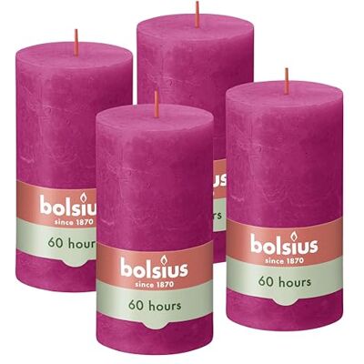 bolsius – rustik ljus – fuchsia – 13 cm – 4 stycken – dekorativa ljus – utan palmolja – med naturligt växtvax bolsius – rustik ljus – fuchsia – 13 cm – 4 stycken – dekorativa ljus – utan palmolja – med naturligt växtvax