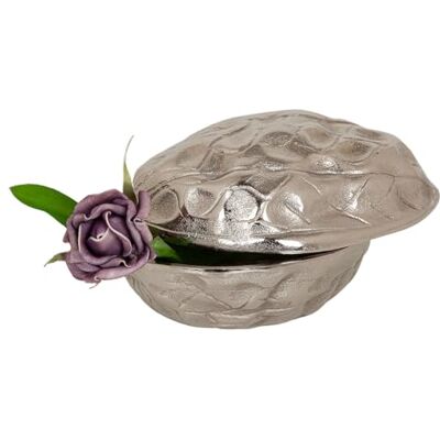 Romimex Silver dekorativ låda aluminium valnötskal 20 x 13 x 13 cm Romimex Silver dekorativ låda aluminium valnötskal 20 x 13 x 13 cm