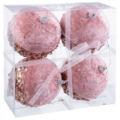 BigBuy Christmas Julbollar Rosa Guld Polyfoam Tyg 10 x 10 x 10 cm (4 st) BigBuy Christmas Julbollar Rosa Guld Polyfoam Tyg 10 x 10 x 10 cm (4 st)