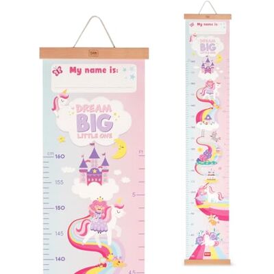 LEGAMI Dream Big Little One väggmeter, hängande mätare för att mäta barnens höjd, upp till 160 cm, 41 klistermärken ingår, med träribbor och enhörningstema LEGAMI Dream Big Little One väggmeter, hängande mätare för att mäta barnens höjd, upp till 160 cm, 41 klistermärken ingår, med träribbor och enhörningstema