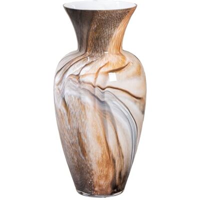 ART GILDE GLAS konst dekoration stor vas blomvas – glasvas av färgglas – dekoration vardagsrum present för kvinnor höjd 65 cm brun vit ART GILDE GLAS konst dekoration stor vas blomvas – glasvas av färgglas – dekoration vardagsrum present för kvinnor höjd 65 cm brun vit
