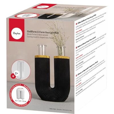 Rayher Silikonform för U-formad vas med en stjälk, form för gör-det-själv ljusstakehållare, dubbelbasform för små glasvaser för färska och torkade blommor, 8,5 x 3,8 x 10 cm, 3615000 Rayher Silikonform för U-formad vas med en stjälk, form för gör-det-själv ljusstakehållare, dubbelbasform för små glasvaser för färska och torkade blommor, 8,5 x 3,8 x 10 cm, 3615000