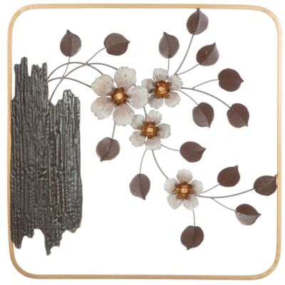 GILDE Väggrelief körsbärsblomma av metall – antik finish – brun och krämfärgad – kvadratisk – höjd 51 cm x bredd 51 cm GILDE Väggrelief körsbärsblomma av metall – antik finish – brun och krämfärgad – kvadratisk – höjd 51 cm x bredd 51 cm