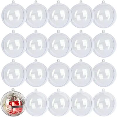LYLYFAN 20-pack klar plast fyllbar prydnadsboll 80 mm till jul, semester, bröllop, fest, heminredning LYLYFAN 20-pack klar plast fyllbar prydnadsboll 80 mm till jul, semester, bröllop, fest, heminredning
