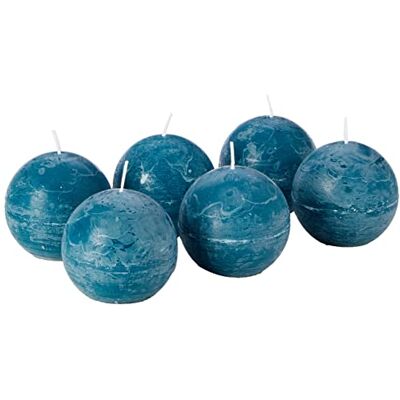 Spaas 6 Rustic Unscented Ball Candles 80 mm, ± 24 Hours, Turquoise Spaas 6 Rustic Unscented Ball Candles 80 mm, ± 24 Hours, Turquoise
