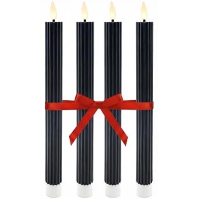 Relaxdays LED stavljus, set om 4, H x D: 25 x 2 cm, flimrande låga, äkta vax, spår, flamlösa ljus, svart Relaxdays LED stavljus, set om 4, H x D: 25 x 2 cm, flimrande låga, äkta vax, spår, flamlösa ljus, svart
