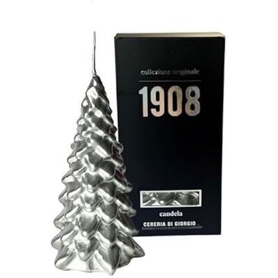 Cereria Di Giorgio Julgran hantverk ljus färg silver höjd 20 cm Cereria Di Giorgio Julgran hantverk ljus färg silver höjd 20 cm