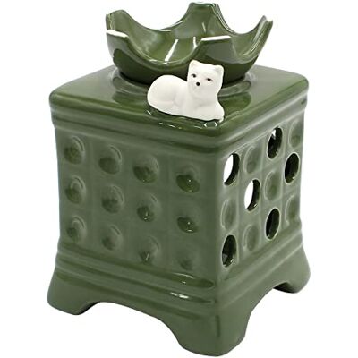 Dekohelden24 Dekohjälden24 doftlampa som kakelugn i grönt med katt/arommalampa/doftljus/doftlampa, L/B/H: ca 10 x 10 x 15 cm, 15 cm Dekohelden24 Dekohjälden24 doftlampa som kakelugn i grönt med katt/arommalampa/doftljus/doftlampa, L/B/H: ca 10 x 10 x 15 cm, 15 cm
