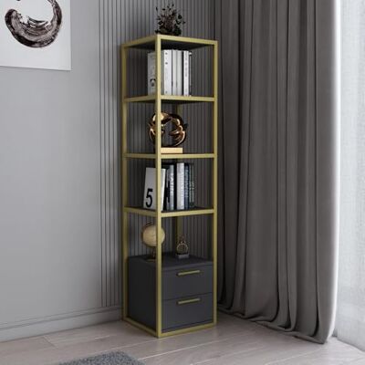 Hanah Home modern Glam bokstöd, guld och antracit, 39 x 39 x 160 cm 100% melaminbelagd partikelbräda, 18 mm tjock, robust metallram snygg förvaringslösning Hanah Home modern Glam bokstöd, guld och antracit, 39 x 39 x 160 cm 100% melaminbelagd partikelbräda, 18 mm tjock, robust metallram snygg förvaringslösning
