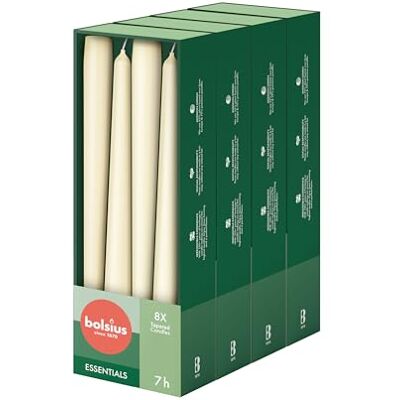 bolsius Essentials – släta spetsljus – elfenben – 24,5 cm – 32 stycken – dekorativa ljus – utan palmolja bolsius Essentials – släta spetsljus – elfenben – 24,5 cm – 32 stycken – dekorativa ljus – utan palmolja