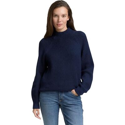TOM TAILOR damtröja, 39335 – blå ribbstruktur, XL TOM TAILOR damtröja, 39335 – blå ribbstruktur, XL