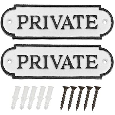AuldHome Design AuldHome Gjutjärn privata skyltar (2-pack); rustik stil begränsad område dörrplakat AuldHome Design AuldHome Gjutjärn privata skyltar (2-pack); rustik stil begränsad område dörrplakat