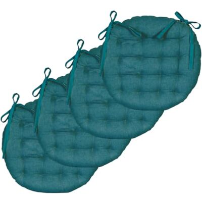 Atout Ciel Set med 4 tvåfärgade runda stolsöverdrag D 40 cm, ankblå/senap Atout Ciel Set med 4 tvåfärgade runda stolsöverdrag D 40 cm, ankblå/senap