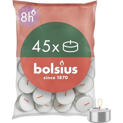 Bolsius 8-timmars te-lyktor set med 45 Bolsius 8-timmars te-lyktor set med 45