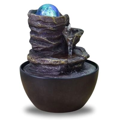 Zen Light Inomhusfontän Zen Cascade avkopplande ljus färgglad LED, användbara presenter lågt – fottryck, stängd krets, bordsfontän, H 18 cm – Guru Zen'light Zen Light Inomhusfontän Zen Cascade avkopplande ljus färgglad LED, användbara presenter lågt – fottryck, stängd krets, bordsfontän, H 18 cm – Guru Zen'light