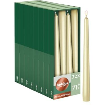 bolsius Essentials – släta spetsljus – silver metallic – 24,5 cm – 32 stycken – dekorativa ljus – utan palmolja bolsius Essentials – släta spetsljus – silver metallic – 24,5 cm – 32 stycken – dekorativa ljus – utan palmolja