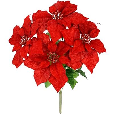 Flair Flower Julbukett av julstjärna, 50 cm, röd julstjärna, adventsstjärna, konstgjord kriststjärna, bukett, X'Mas juldekoration, julblomma, konstgjord blomma, blomdekoration, mittstycken, dekorativ blomma Flair Flower Julbukett av julstjärna, 50 cm, röd julstjärna, adventsstjärna, konstgjord kriststjärna, bukett, X'Mas juldekoration, julblomma, konstgjord blomma, blomdekoration, mittstycken, dekorativ blomma