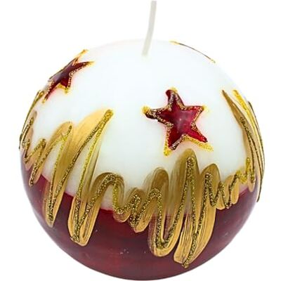 Dekohelden24 Ädel bollljus, bordsljus, dekorationsljus, vaxljus med julmotiv, julljus som kula 10 cm jul, i vitt, rött och guld. Dekohelden24 Ädel bollljus, bordsljus, dekorationsljus, vaxljus med julmotiv, julljus som kula 10 cm jul, i vitt, rött och guld.