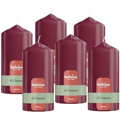 bolsius – slätt blockljus – mörkrött – 13 cm – 6 stycken – dekorativa ljus – innehåller naturligt växtvax – utan palmolja bolsius – slätt blockljus – mörkrött – 13 cm – 6 stycken – dekorativa ljus – innehåller naturligt växtvax – utan palmolja