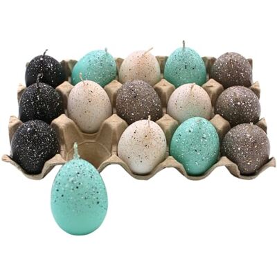 Dekohelden24 Dekohjälte24 påskäggljus i set om 15 påskljus som påskägg, pastellfärger turkos, storlek H/Ø 6,5 x 4 cm, 15-pack Dekohelden24 Dekohjälte24 påskäggljus i set om 15 påskljus som påskägg, pastellfärger turkos, storlek H/Ø 6,5 x 4 cm, 15-pack