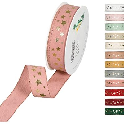 Halbach Seidenbänder 295 stjärnor presentband jul, polyester, rosa, 25 mm x 18 m Halbach Seidenbänder 295 stjärnor presentband jul, polyester, rosa, 25 mm x 18 m