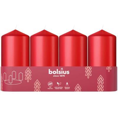 bolsius , Advent, Blockljus, Rött, 10Cm, 4-Pack, Dekorativa Ljus, Innehåller Naturligt Vegetabiliskt Vax, Utan Palmolja bolsius , Advent, Blockljus, Rött, 10Cm, 4-Pack, Dekorativa Ljus, Innehåller Naturligt Vegetabiliskt Vax, Utan Palmolja