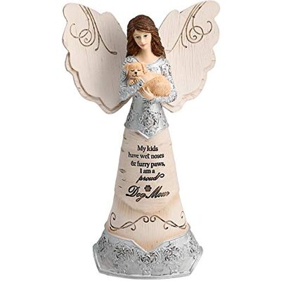 Pavilion Gift company 15 cm ängel håller hund, polyresin, beige, 15 cm Pavilion Gift company 15 cm ängel håller hund, polyresin, beige, 15 cm