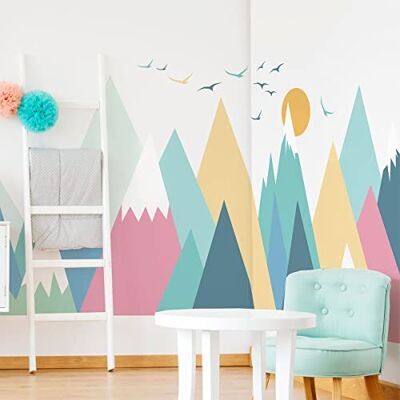 Ambiance Sticker Väggklistermärken för barn dekoration av barnkammaren väggklistermärken för barn skandinavisk väggdekal väggdekal jätte skandinaviska berg Colorika H40 x L60 cm Ambiance Sticker Väggklistermärken för barn dekoration av barnkammaren väggklistermärken för barn skandinavisk väggdekal väggdekal jätte skandinaviska berg Colorika H40 x L60 cm