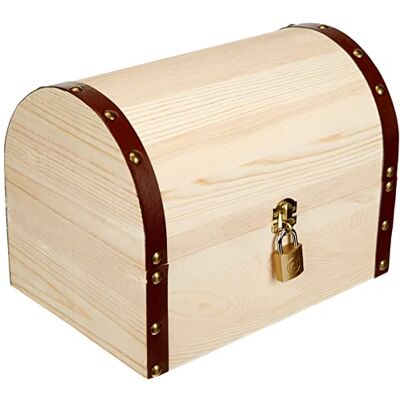 Glorex 6 2003 350 – skattkista med lås av furu, ca 27 x 18 x 20 cm stor, FSC Mix, naturlig skattkista för målning, limning och dekoration Glorex 6 2003 350 – skattkista med lås av furu, ca 27 x 18 x 20 cm stor, FSC Mix, naturlig skattkista för målning, limning och dekoration